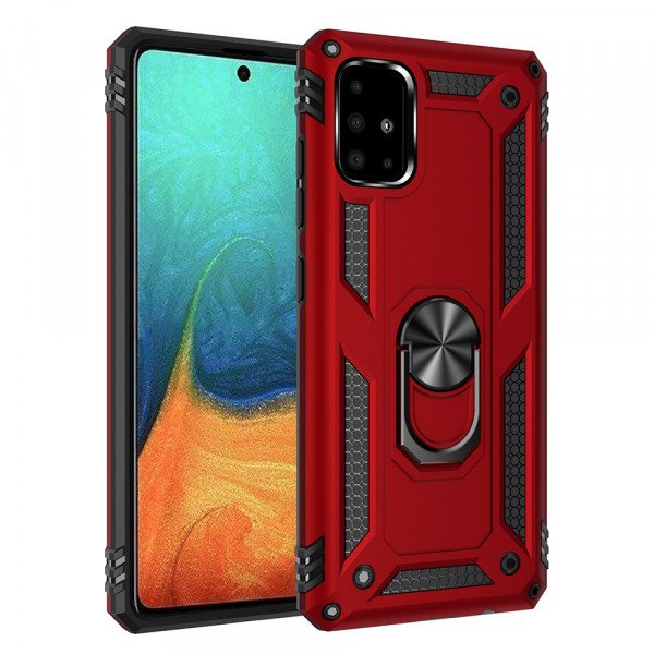 Wholesale Tech Armor Ring Stand Grip Case with Metal Plate for Samsung Galaxy S21+ Plus 5G (Red)
